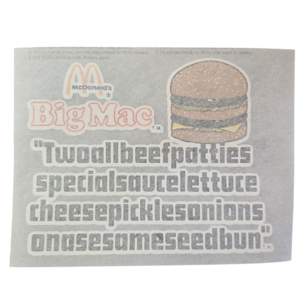 Vintage McDonalds Iron On Big Mac